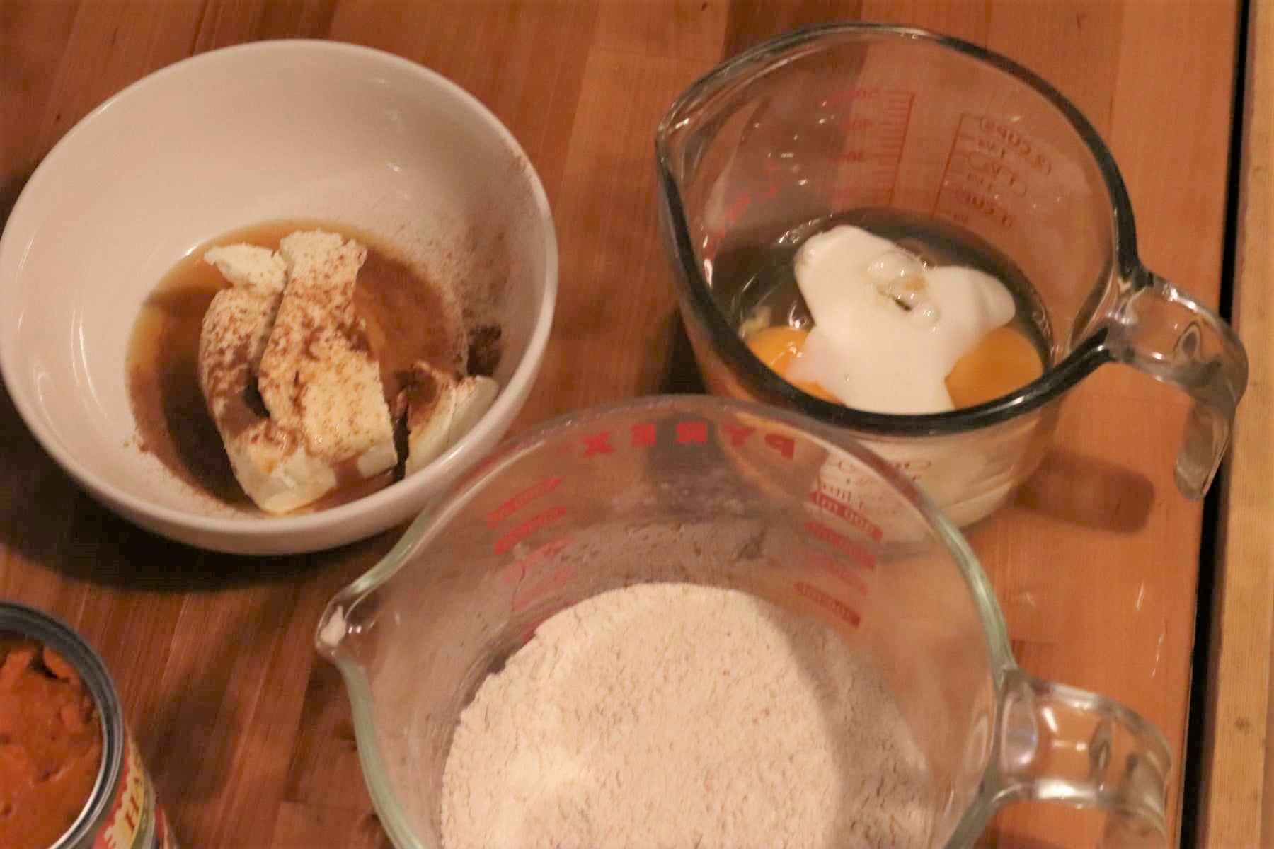 ingredients for pumpkin cream cheese muffins