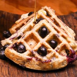 maple pecan blueberry waffles