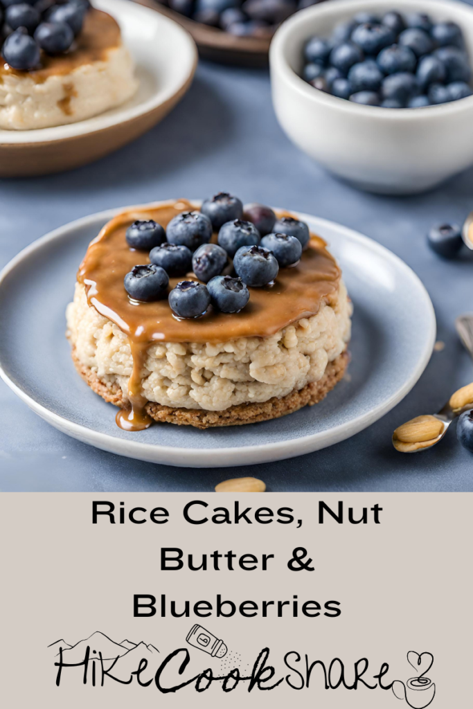 Ricecake, nut butter, blueberries