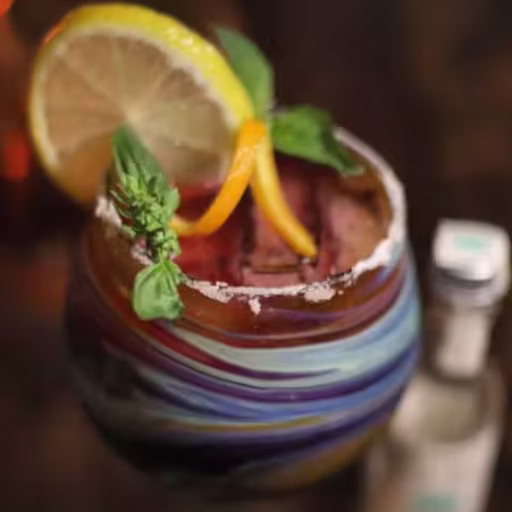 cropped basil infused margarita png