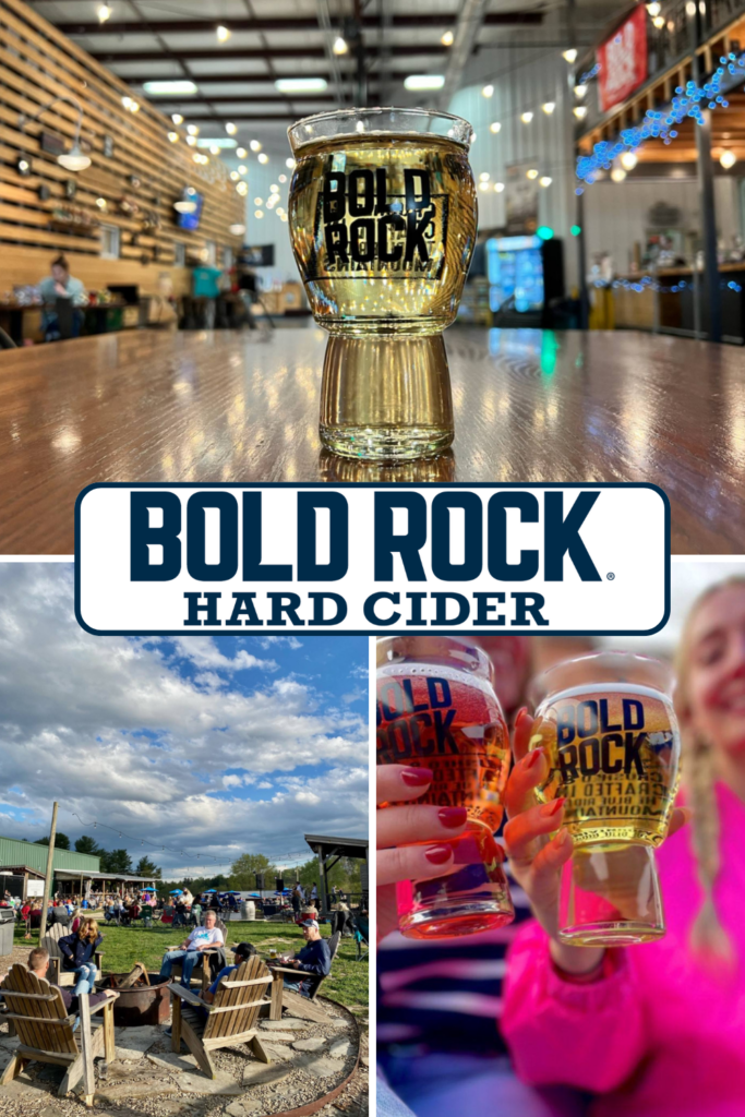 Kid friendly cider brewery in Asheville with outdoor seating, drinks, and family friendly area at Bold Rock