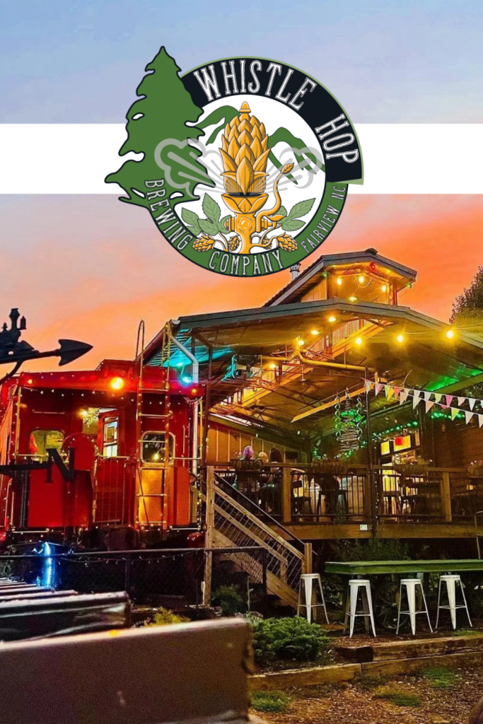 Whistle Hop Brewing Asheville train seating and outdoor space at unique kid friendly brewery for families