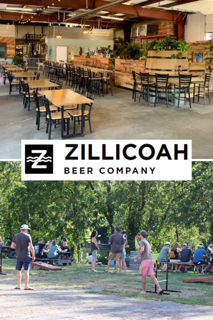Zillicoah Beer Company Asheville indoor and outdoor seating at kid friendly brewery near the river