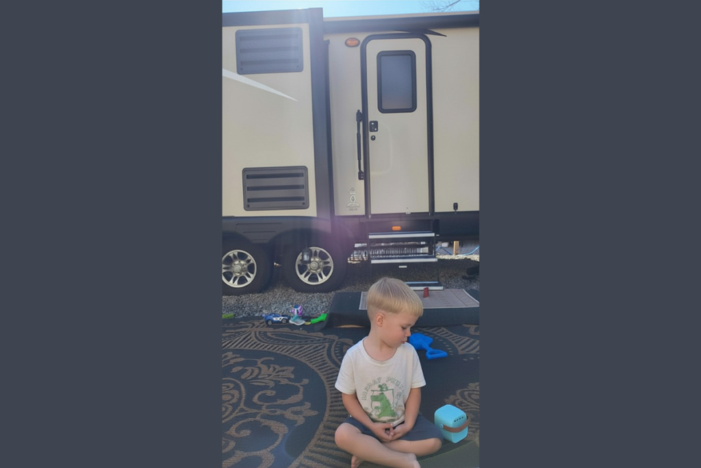 101 RV Homeschool: The Best Guide to Homeschooling While Full-Time RVing 12 Child learning while listening to an educational podcast as part of RV homeschooling curriculum and full time homeschool learning