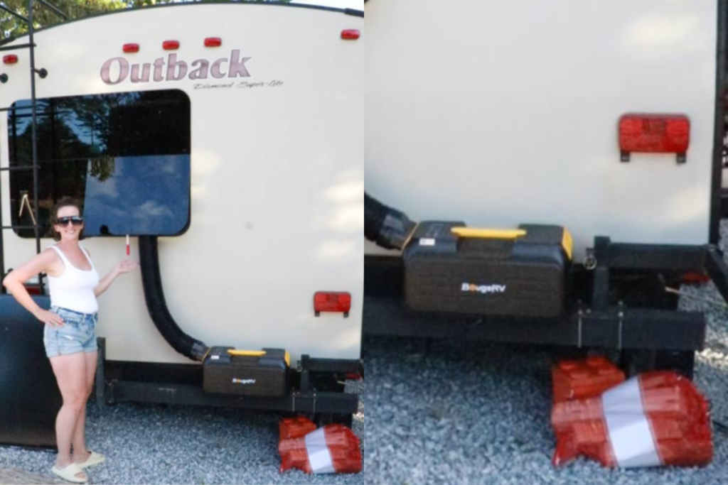 Trisha of hikecookshare showing the bougerv new pc35 3500btu portable air conditioner