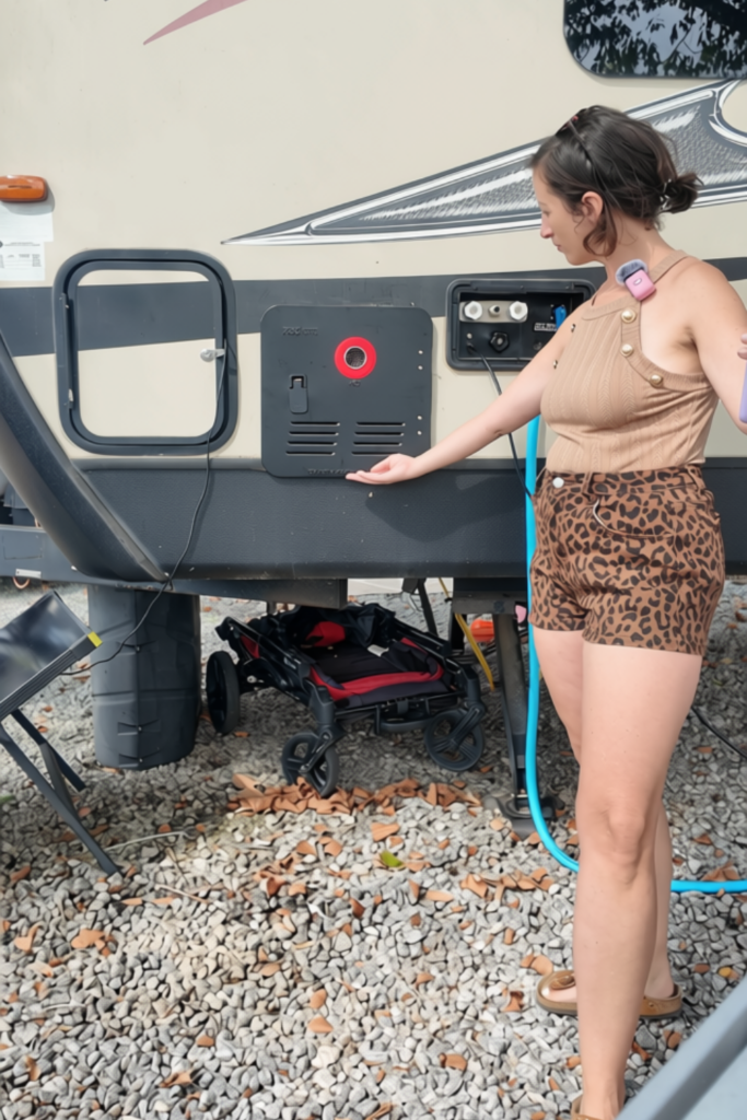 Fogatti InstaShower 8 Pro tankless water heater installed on an RV