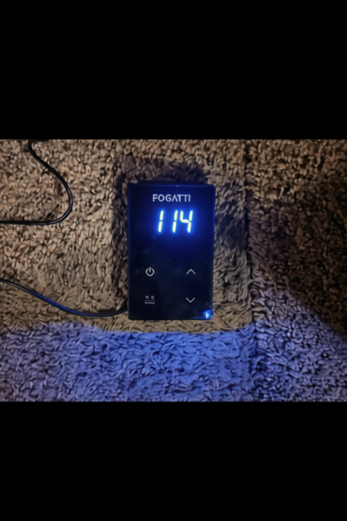 Hot water temperature reading from the Fogatti RV tankless water heater